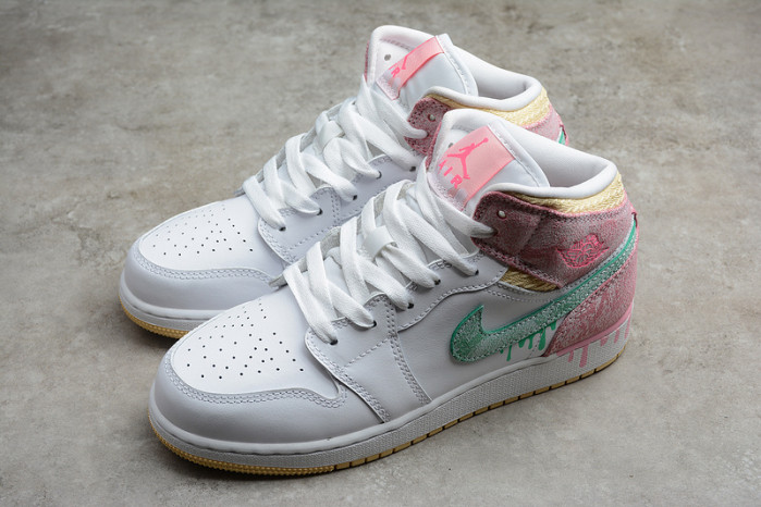 air jordan 1 mid paint drip (gs) dd1666-100