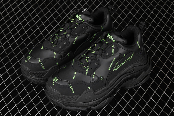 bl triple s black trainers green letters h903p80817