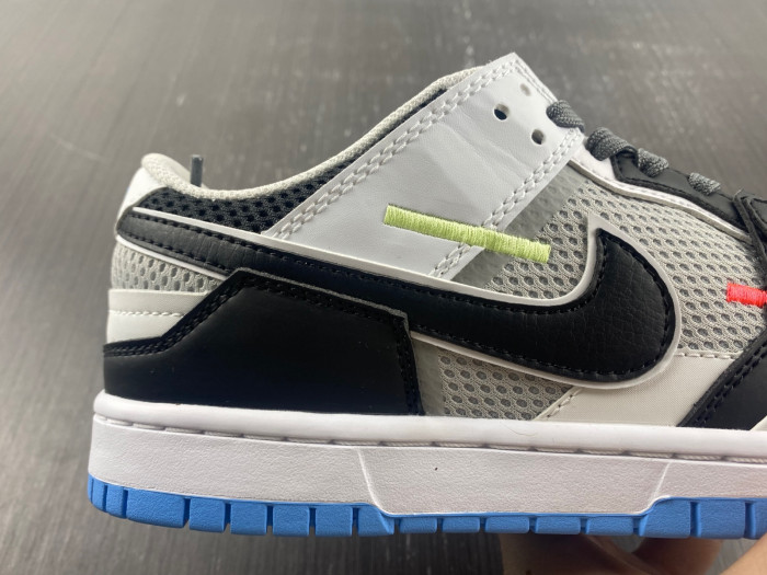 nike dunk low scrap black neutral grey university blue white dn5381-001
